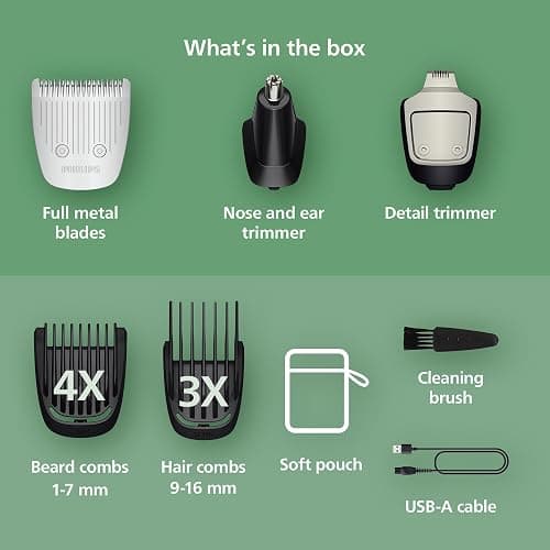 Norelco Philips All-in-One 3000 Series 13 in 1 Trimmer for Men, Beard Trimmer & Head Hair Clipper, Full Metal Self-Sharpening Blades & 8 Length Settings, MG3939/50 thumbnail 3