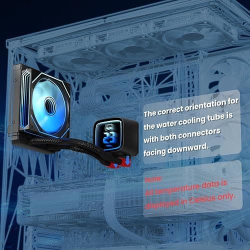 120MM AIO CPU Cooler with Digital Display, 120mm Liquid Cooling, ARGB PWM Fans,LGA 1700/1200/115X/1366/775, AMD AM5/AM4, Black thumbnail 5