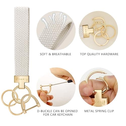 Hovmwey Elastic Wristlet Keychain for Women Men, Cute Car Key Chain, Braided Wrist Strap Lanyard for Keys ID Badges thumbnail 6
