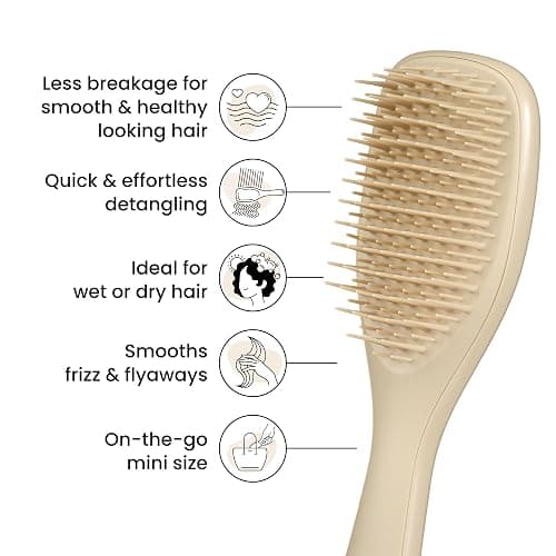 Tangle Teezer Ultimate Detangler Brush, Eliminates Knots & Reduces Breakage, Travel-Size Mini Hair Brush for Straight to Wavy Hair Types, Oat Cream thumbnail 4