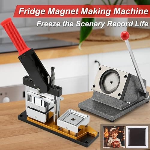 2x2inch Square Fridge Magnets Badge Maker Machine DIY Photo Refrigerator Sticker Magnet Press Machine+Paper Cutter+100pcs Materials thumbnail 6