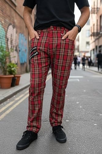 Ro Rox Check Trousers Unisex Plaid Tartan Pants Emo Punk Gothic Tapered thumbnail 2