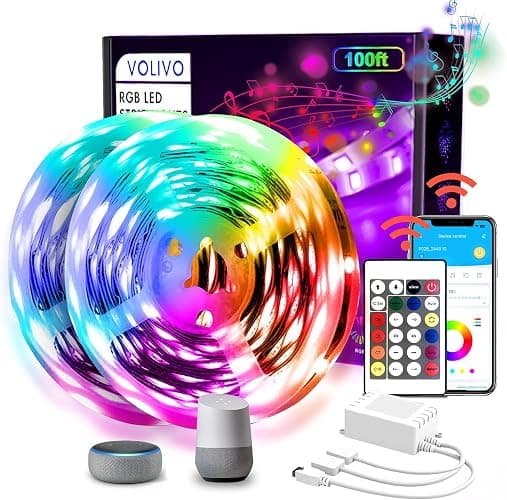 VOLIVO LED Strip Lights WiFi 100 FT, Compatible with Alexa and Google Assistant, 2 Rolls of 50ft RGB Led Light Strip, Music Sync Color Changing Lighting for Bedroom, Home, Kitchen, Party Decors - Image 1