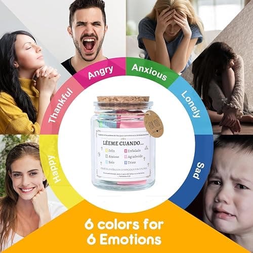 Handmade Spanish Bible Verse Jar with Color-Coded Messages, Frasco de Versículos Bíblicos en Español, Leeme Cuando te Sientas versículos en español,Regalos Cristianos, Inspirational Christian Gift Set thumbnail 3