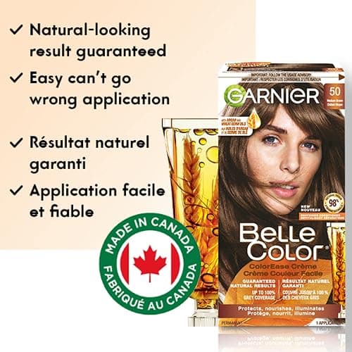 Garnier Belle Color Permanent Hair Dye, 48 Mocha Brown, 100% Grey Coverage, Enriched with Argan Oil and Wheat Germ Oils - 1 Application, Packaging may vary thumbnail 2