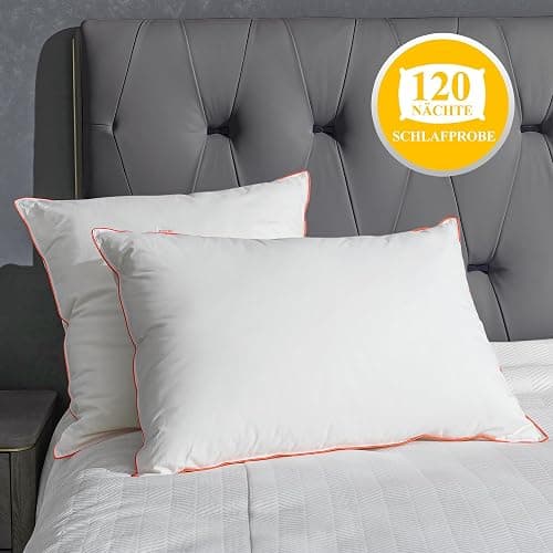 Orange Wave Daunenkissen 80x80cm Federkissen - Kopfkissen 80x80 1er Kissen Daunen und Federn Schlafkissen, RDS und Oeko-TEX Seitenschläferkissen für Maximale Unterstützung und Luxuriösen Schlafkomfort thumbnail 7
