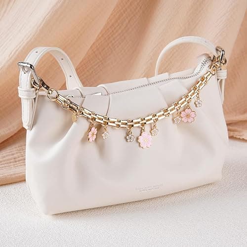 LuneClat Pearl Chain for Bag Charm - 2Pcs Cherry Bow Handle Straps Metal Replacement Chains for Handbags Purses Shoulder Bags thumbnail 6