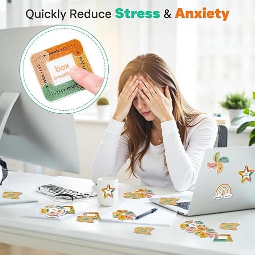 Sensory Strips for Anxiety Calming Stickers, 36Pcs 2 Textured for Mood Calming, Breathing Mindfulness Fidget Sticker for Kids, Anxiety Relief at Office & Classroom Desk thumbnail 6
