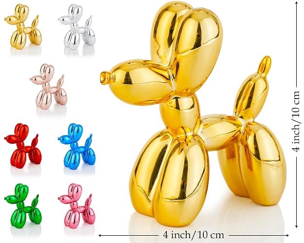 AMOIENSIS Shiny Balloon Dog Statue Decor, 4 inch Electroplate Gold Balloon Dog Animal Sculpture, Small Nick Nacks for Shelf Decor, Small Eclectic Decor Desktop, Vibrant Balloon Dog thumbnail 3