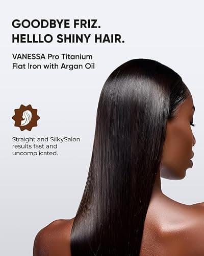 VANESSA PRO Flat Iron Hair Straightener, 100% Pure Titanium Flat Iron for One Pass to Achieve a Sleek Look, Curls Beautifully & Straightens Well - 1 inch thumbnail 3