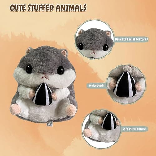 Arkdorz Cute Hamster Plush Toy,15.7inch Hamster Stuffed Animal Plush Pillow,Soft Stuffed Toy Birthday for Kids Boys Girls (Grey) thumbnail 4