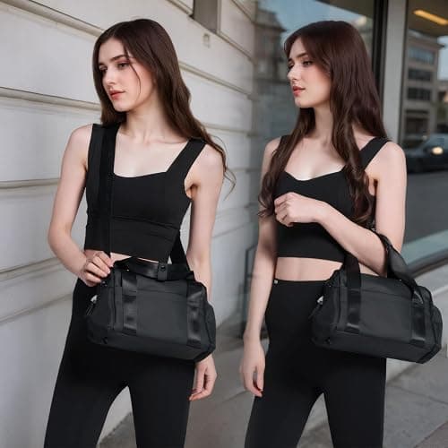 Bucosd Small Gym Bag for Women, Mini Crossbody Gym Duffle Bag with Wet Compartment, Carry on Gym Tote Bag for Workout Dance Sport Travel (Mini-Black) thumbnail 2