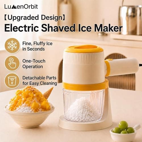 LumenOrbit Electric Snow Cone Shaved Ice Machine, Handheld Shaved Ice & Slushy Maker, Premium Portable Ice Shaver Slushie Machine, 1-year Manufacturer’s Warranty, Yellow thumbnail 2