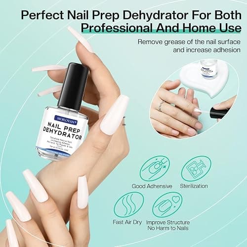 Morovan Acid Free Professional Nail Dehydrator Prep for UV Gel Polish Acrylic Nails Fast Dry Natural Nail Primer Base Varnish Manicure Bonder 0.5 oz thumbnail 3