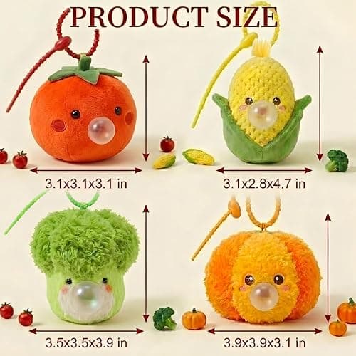 Exrroh 4 Pack Mini Vegetable Plush Toys, Kawaii Stuffed Figures with Pop Out Bubble thumbnail 2