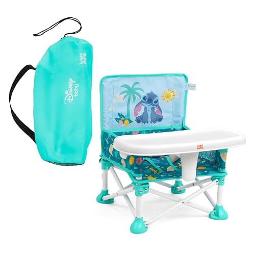 Bright Starts Disney Stitch Pop 'N Sit Portable Booster, Indoor/Outdoor Use, Floor Seat with Feeding Tray, Blue, 6 Mos - 3 Yrs - Image 1