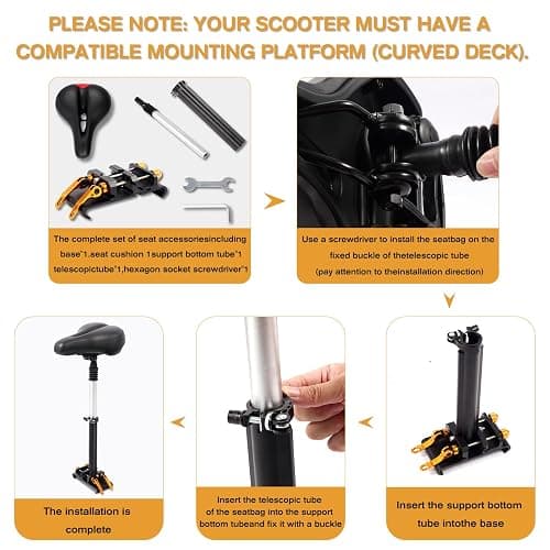 Yungeln New Upgrade Electric Scooter Seat,Adjustable Shock Absorption Seat Compatible with Xiaomi M365 M365 Pro Electric Scooter Fits 5.5"-6.2" thumbnail 6