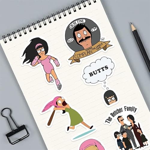 100Pcs Cool Character Bob's Burgers Stickers for Water Bottles Skateboard Luggage Laptop Bumper Waterproof Vinyl Stickers Bulk for Boys Teens Adults (Bob's Burgers) thumbnail 5