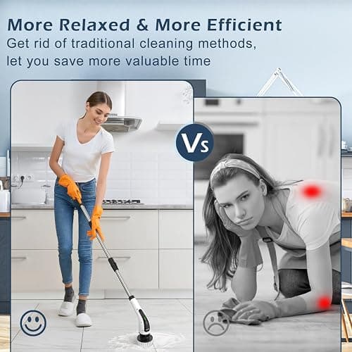 Bomves Electric Spin Scrubber, Cordless Cleaning Brush Scrubber for Home, 8 Replaceable Brush Heads-90Mins Work Time, 3 Adjustable Size, 2 Speeds for Bathroom Shower Bathtub Glass Car thumbnail 4