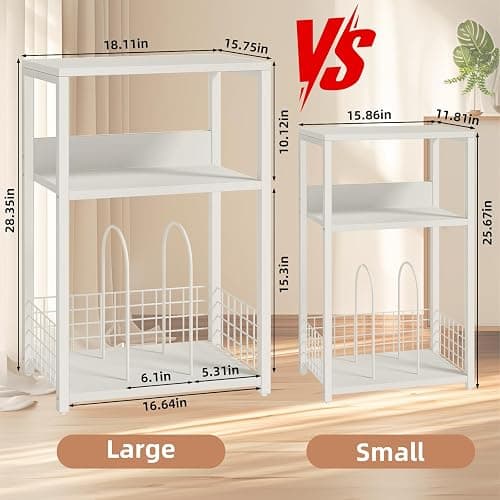 LELELINKY Large White Record Player Stand, 3 Tier 18" Wide Big End Table with Vinyl Storage Up to 130 Albums, Industrial Turntable Printer Tables, Modern Side Tables for Living Room, Bedroom, Office thumbnail 4