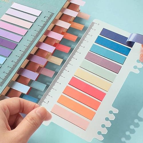 2400 Pcs Morandi Sticky Tabs, 12 Sheets Sticky Index Tabs, Book Tabs, Page Markers, Colorful Book Annotating Tabs, Page Tabs, Sticky Flags, Transparent Sticky Note Tabs, File Index Tabs with Ruler thumbnail 6