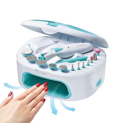 KISS Professional, Electric Nail Drill/Electric Nail File & Nail Dryer System, Includes 12 attachments, cuticle pusher, A/C adapter, storage case - White - 15 Piece Set thumbnail 5