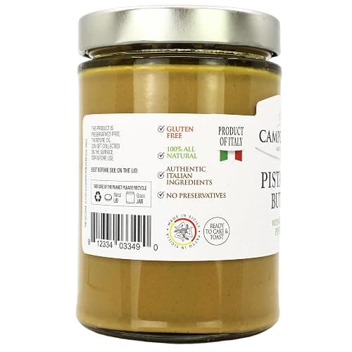 Campo D'Oro - Italian Pistachio Butter Cream, Big Jar 21.2 oz (600g), Famil Size, Sicilian Rich & Nutty Pistachio Spreand Cream for Dubai Chocolate Bars, Product of Italy thumbnail 3