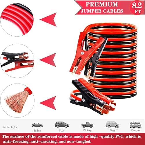LIANXIN Roadside Emergency Car Kit-Safety Car Kit Car Emergency Kit with Jumper Cables Roadside Assistance Kit, Tow Rope, Safety Hammer, Reflective Warning Triangle,Car Tool Kit thumbnail 2