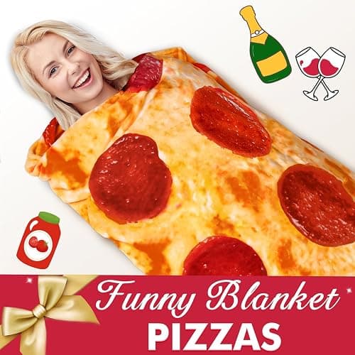 Jorbest Pizza Blanket Birthday Gifts for Women Men Teen Boys Girls, Double Sided Novelty Pizza Throw Blanket Funny Gifts for Adult and Kids, 285 GSM Soft Flannel Fun Food Blanket (Red, 60 inches) ﻿ thumbnail 4