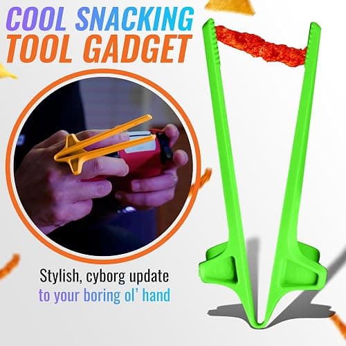 SNACTIV LITE Finger Chopsticks for Gamers 4PC NEON Bundle - As Seen on Shark Tank! The Official Snacking Tool of the Future - Enjoy Snacks and Chips with Ease - Innovative Gaming Snacking Solution thumbnail 5