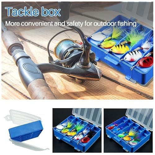 FouceClaus 10pcs Spinner Lures Baits with Tackle Box, Bass Trout Salmon Hard Metal Rooster Tail Fishing Lures Kit thumbnail 3