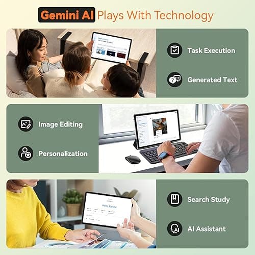 KINGRID Tablet 10 inch,Android 15 Tablet–Gemini AI,24GB RAM+256GB ROM+2TB,Keyboard & Pen Bundle,Octa-Core, Widevine L1,5G WiFi,Bluetooth 5.0,Smat Lens,2-Year Warranty-Grey thumbnail 6