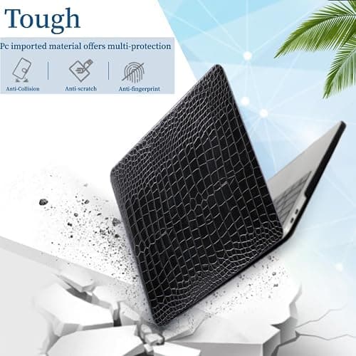 ACJYX Compatible with MacBook Pro 14 inch Case 2021-2025 Release A3401 A3112 A3185 A2918 A2992 M2 A2779 A2442 M1 Pro/Max, Faux Alligator Leather Plastic Hard Cover, Black Crocodile thumbnail 3