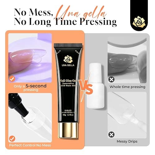 UNA GELLA Gel Nail Glue 80g Super Strong U V Solid Soft Gel Lamp Curing Needed Nail Glue 40g*2 for Acrylic Nail Tips for Fake Acrylic Press On Nails Extension Soak Off thumbnail 6