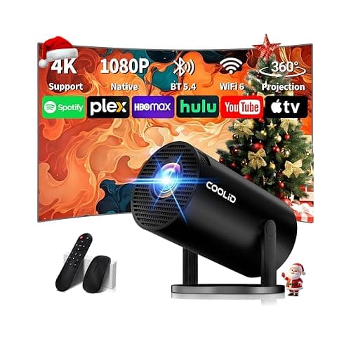 [Built-in Apps & 2025 Upgraded] Mini Projector Support 4K 1080P Auto Keystone 270° Rotatable with WiFi 6 and Bluetooth 5.4, Projector Portable Compatibile with HDMI/TV Stick/Memory Stick/Laptop-Black - Image 1