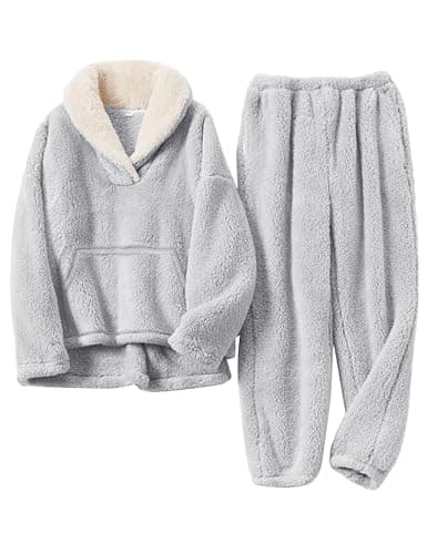 Flygo Girls Fuzzy Pants Set Fleece Outfits Winter Flannel Fluffy Pullover Sweatshirt Top Pants Sweatsuit - Image 1