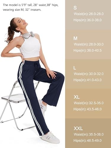 Tapata Women's 28/30/32/34 Inseam Track Pants Loose Straight Leg Jogging Sweatpants Warm-Up Sports Athletic Running thumbnail 5