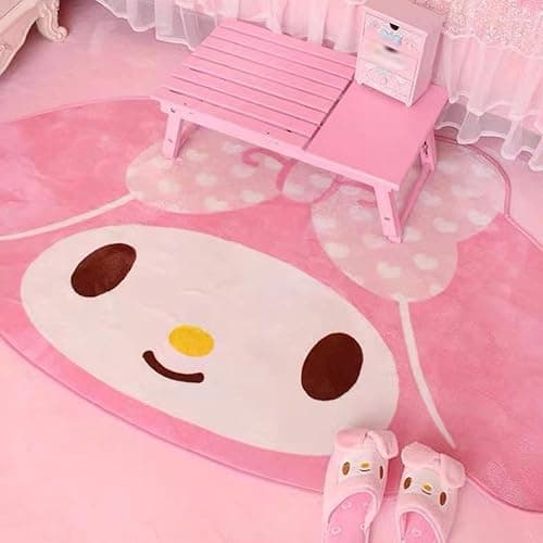 WAXJJDW Anime Bunny Pattern Cute Fur Area Rug Blanket Rug Non-Slip Door Floor Mats Carpet for Home 40 * 60cm Pink thumbnail 3