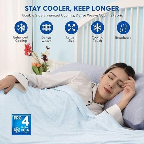HOMFINE Cooling Blankets for Hot Sleepers - Summer Blanket Thin Lightweight Breathable Soft Double Side Enhanced Cooling for Bed Couch Sofa, Keep Cool for Night Sweats (Light Blue, 50 x 70 inches) thumbnail 3
