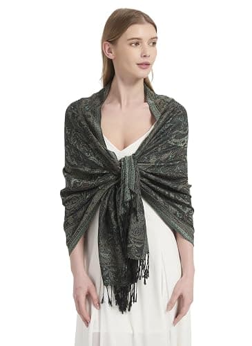 Umjetnost Womens Soft Silky Pashmina Rave Scarf Paisley Pattern Pashmina Shawl Wrap with Fringes thumbnail 5