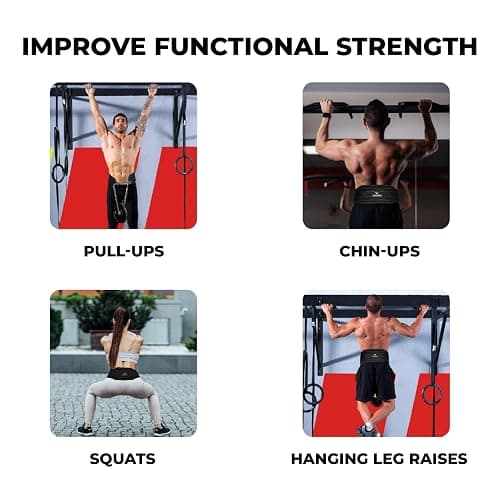 YAGHZU Dip Belt with Chain – Weighted Pull Up Belt, Dip Weight Belt, Weightlifting Belt for Pullups, Squats, and Dips, Belt Squat Attachment Ideal Weight Belt for Pullups, Weightlifting, and Gym Workouts (Black) thumbnail 7