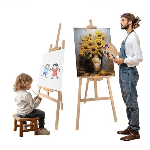 Stuelloaf Adjustable Natural Pine Wooden Painting Basic Easel, Pine Art Easel Stand Hold up to 43'', Painting Canvas for Wedding Sign and Poster, Drawing for Adults, Begginners and Students-New Type thumbnail 7