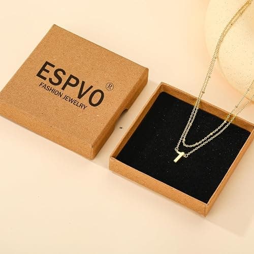 ESPVO Number Necklace for Women, 14K Gold Plated Layered Chain Number Pendant Jewelry Gifts for Sister Mom Girlfriend Daughter thumbnail 6