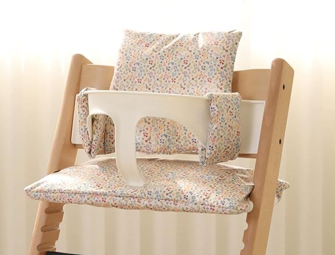 Gembebe Waterproof Cotton Cushion Set, Stokke Tripp Trapp Compatible, 100% Cotton, Flower Garden, 12.0x16.5 inches, 49.5 Counts - Image 1