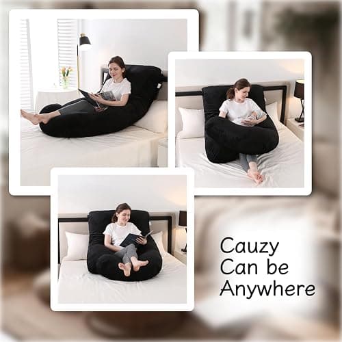 ALLOPERA Pregnancy Pillow, Full Body Maternity Pillow 57 inch, with Removable Washable Cover - Sleep Support for Legs, Back, Neck, Shoulder, HIPS, Belly for Pregnent Women, Velvet (Coal-Black) thumbnail 7