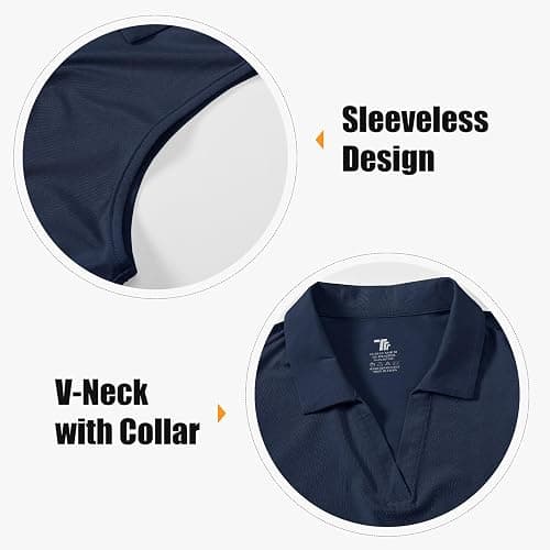 BGOWATU Women's Sleeveless Golf Polo Shirts Collared V Neck Tennis Tank Tops UPF 50+ Quick Dry Lightweight thumbnail 6