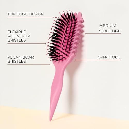 Bounce Curl Define EdgeLift Brush, 5-in-1 Tool for Effortlessly Defined Curls, Waves & Coils, Reduces Frizz - Pink thumbnail 2