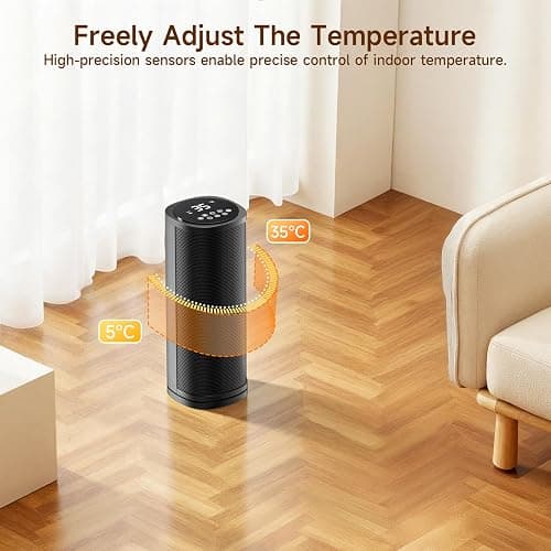 Electric Space Heater for Home, 1800W Fast Heating PTC Portable Heaters with Thermostat and Remote, 12H Timer, Overheating Protection, 60° Oscillation, Room Ceramic Heater for Office Bedroom Home thumbnail 5