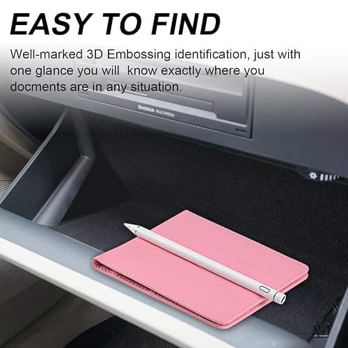 Cacturism Car Registration and Insurance Holder, Vehicle Glove Box Car Organizer，Women Interior Car Accessories Case for Cards, Essential Document, Driver License, Pink thumbnail 7