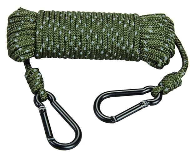 Hunters Specialties 30ft Heavy Duty Reflective Treestand Rope - Hunting Large-Diameter Rope with 2 Carabiner Clips - Image 1